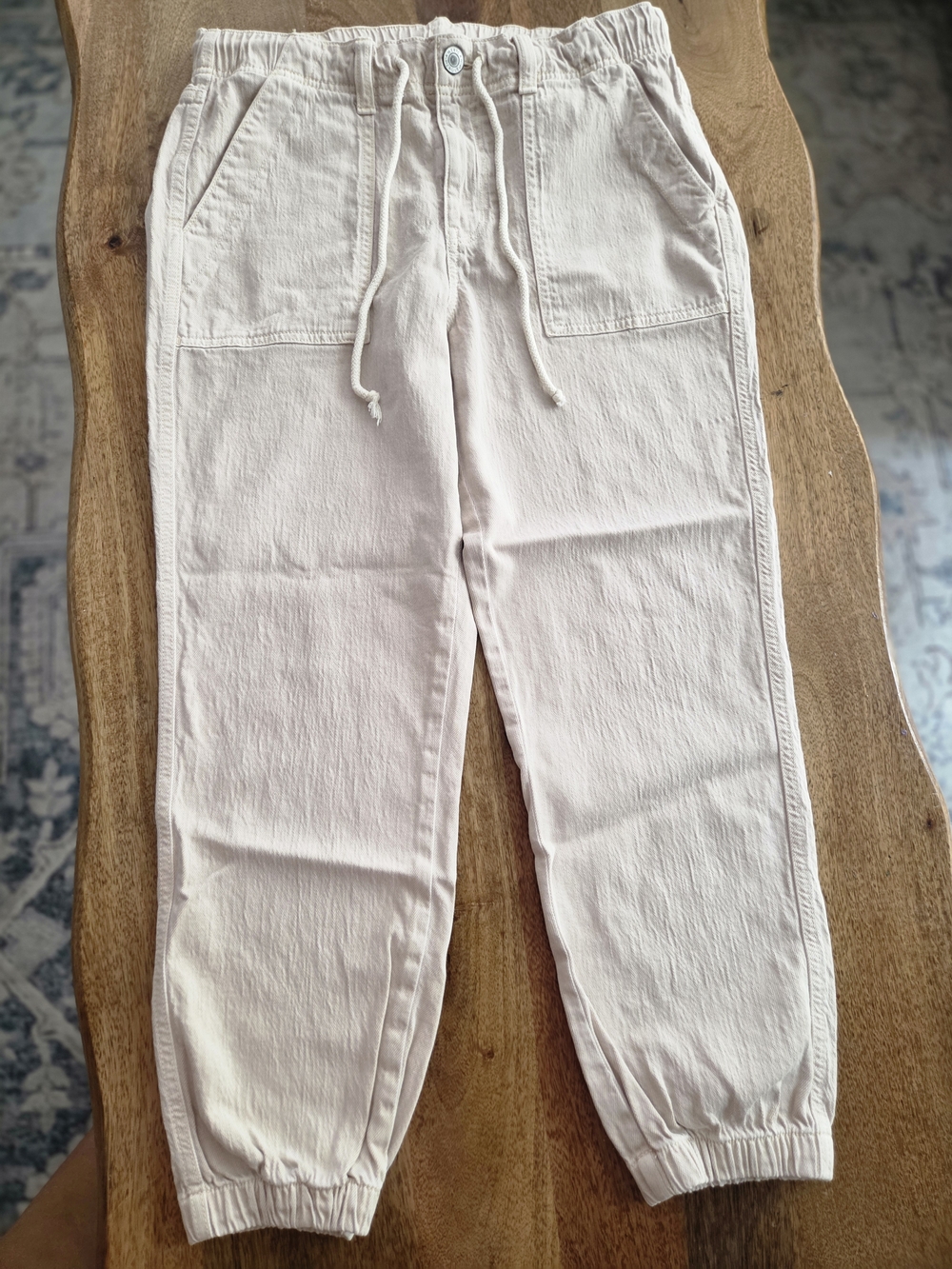 American Eagle Light Cream Drawstring Jogger Pants